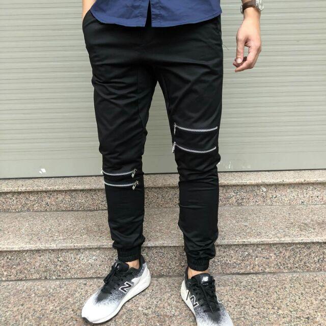 Quần jogger kaki nam nữ 4 khóa gối