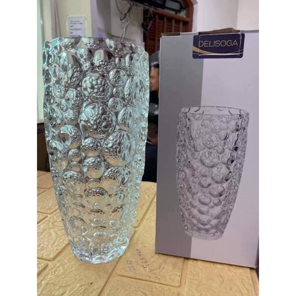 Lọ hoa thủy tinh chấm bi 30cm delisoga