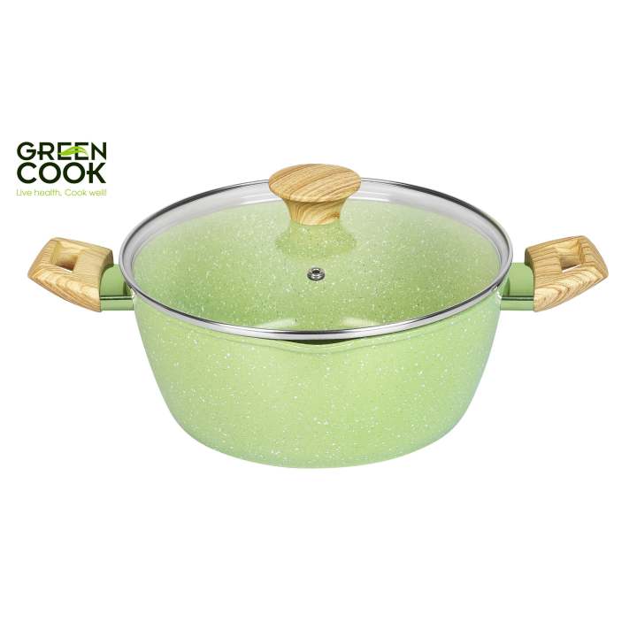 Combo nồi và chảo nhôm sâu men đá ceramic miệng rót màu xanh sử dụng được trên tất cả các loại bếp - greencook - Hình ảnh 10