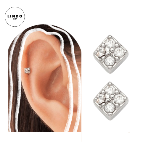 Bông tai đơn giản unisex thép không gỉ LINDO đơn giản dễ đeo