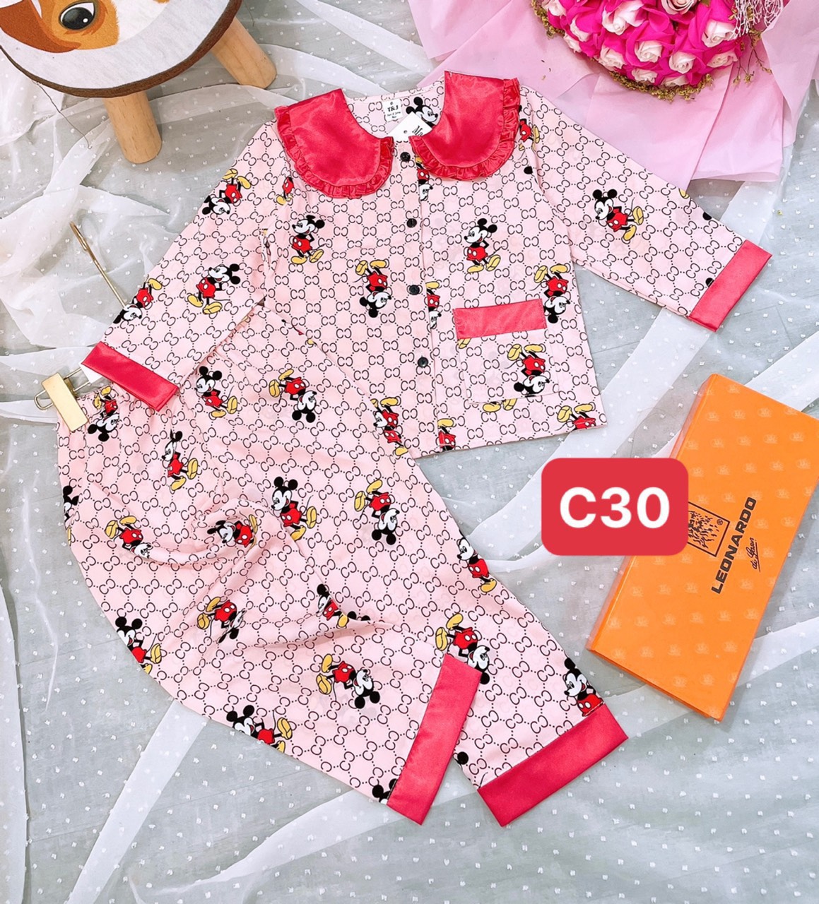 bô pijama lụa mango cho bé 22-35kg