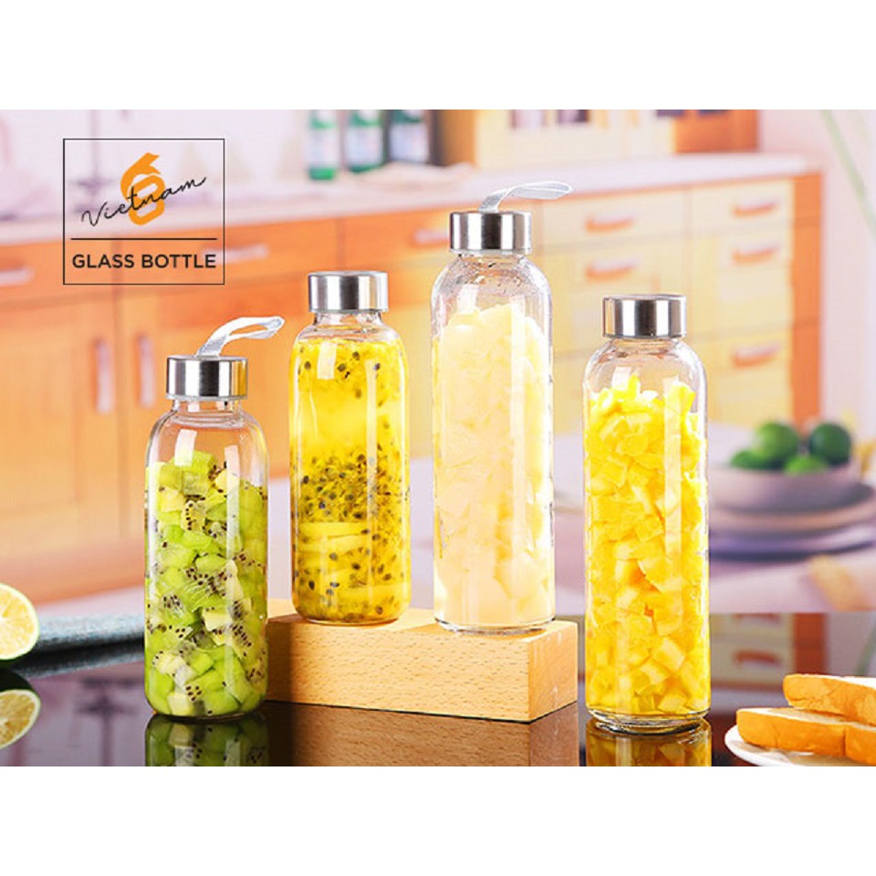 CHAI BÌNH THỦY TINH ĐỰNG NƯỚC DÂY XÁCH NẮP THIẾC - NẮP VẶN 300ML