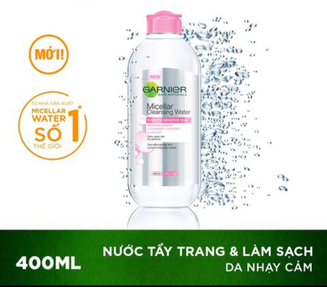 Nước tẩy trang Garnier cho da nhạy cảm (nắp hồng) 400ml