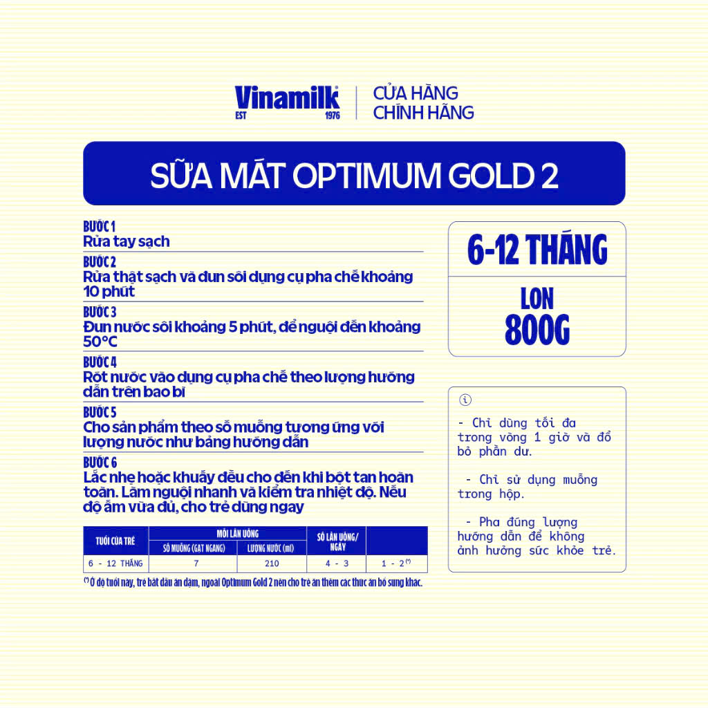 (Có Tích Điểm) SỮA BỘT VINAMILK OPTIMUM GOLD 2 800G.