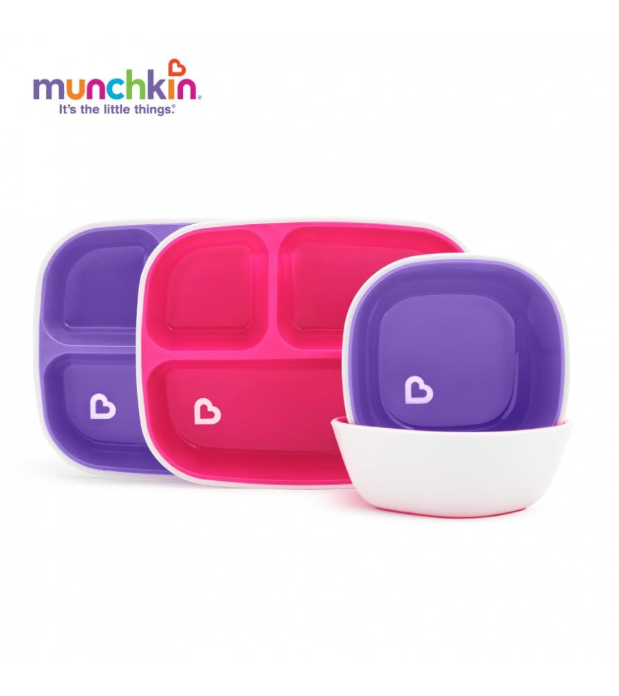 BỘ 2 ĐĨA CHIA NGĂN CHỐNG TRƯỢT MUNCHKIN (HỒNG-TÍM)