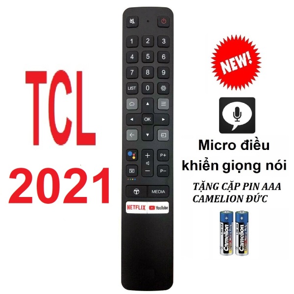 Remote điều khiển tivi TCL 2021 micro điều khiển giọng nói (Tặng pin)