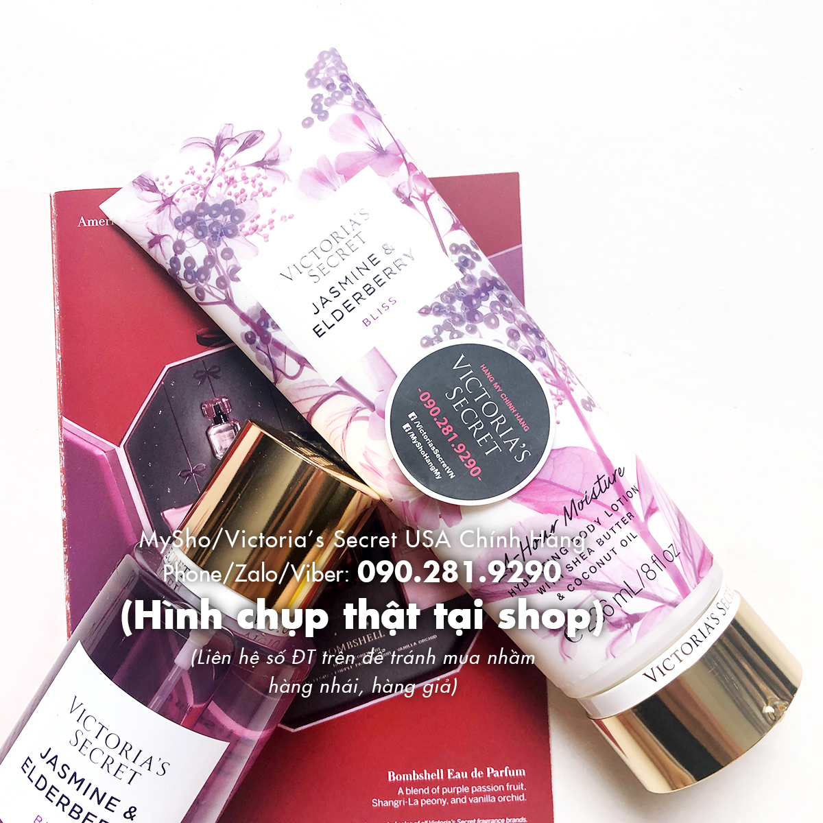 Xịt thơm toàn thân , Kem dưỡng thể Jasmine Elderberry của Victoria's Secret USA