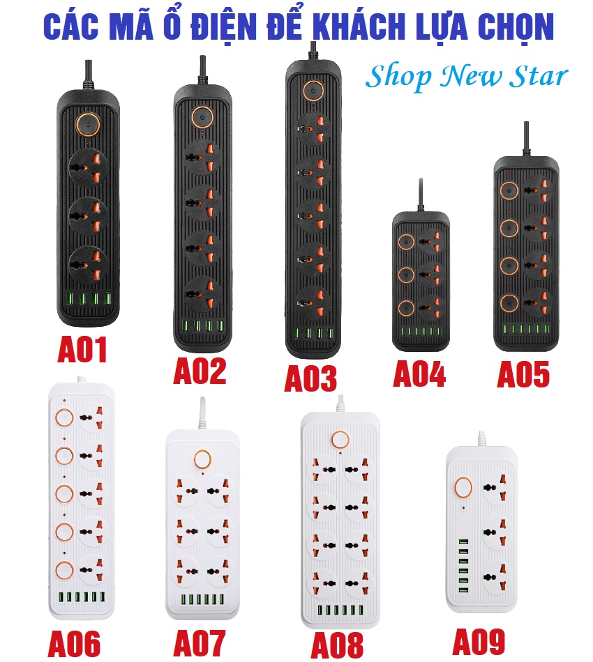 Ổ Cắm Điện Có Công Tắc Riêng, Ổ Điện Thông Minh, Ổ Điện Đa Năng 6 Cổng USB, Phích Cắm 3 Chấu, Sạc Nhanh, Chịu Tải Tốt 3000W, Dây Dài 2m, Giá Rẻ.