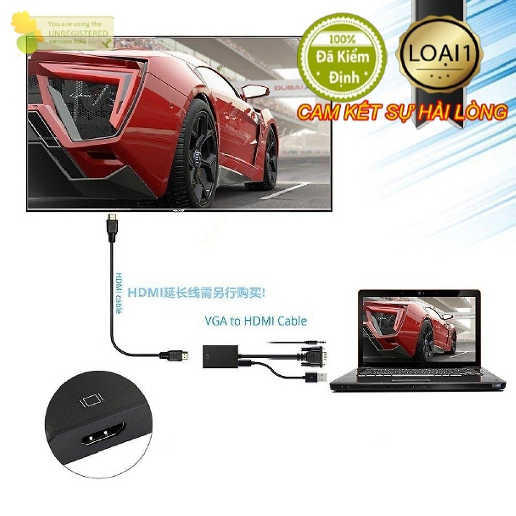 Bộ Chuyển Đổi Vga Sang Hdmi Có Audio.
