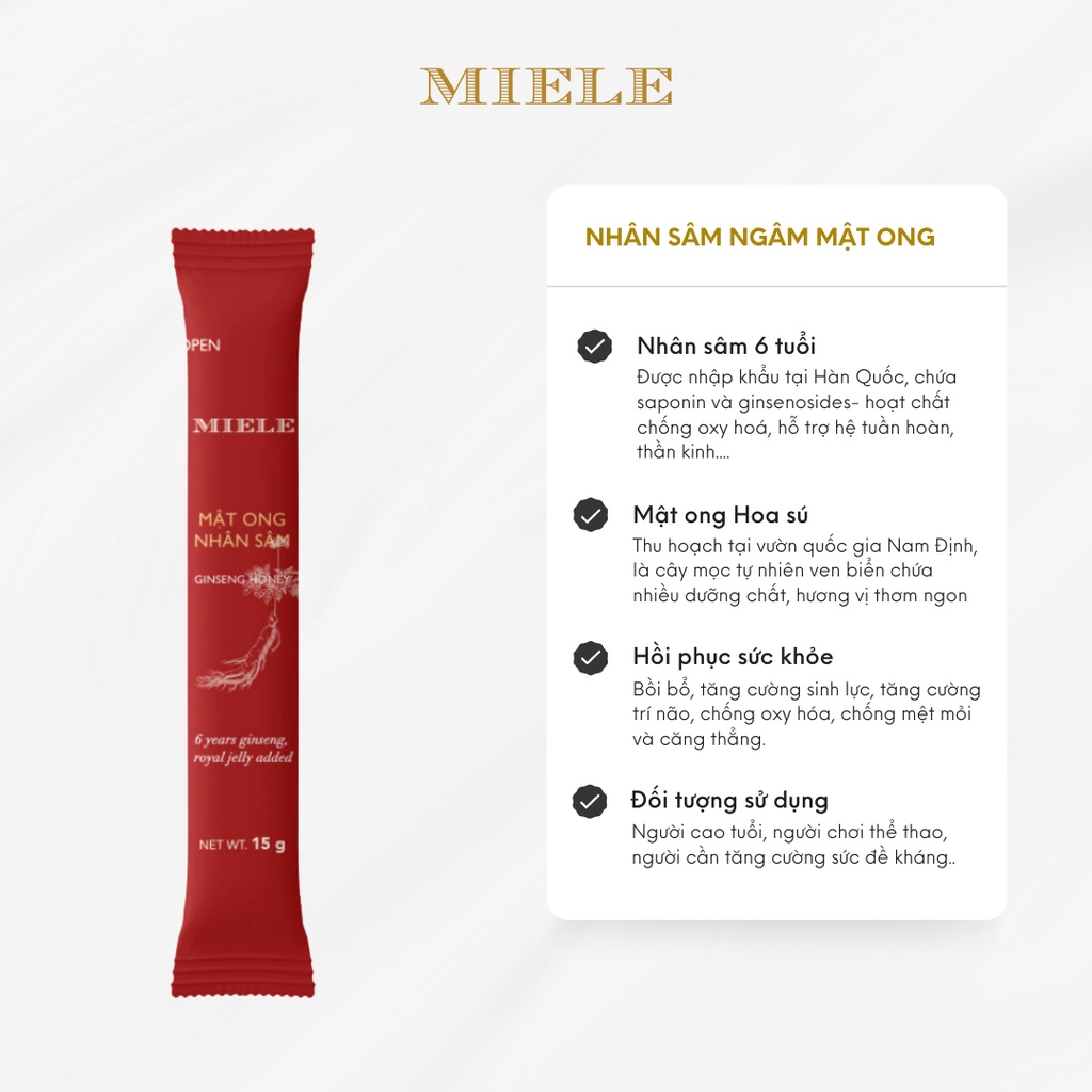 Gói Stick Mật Ong Nghệ Curcumin Miele 15G
