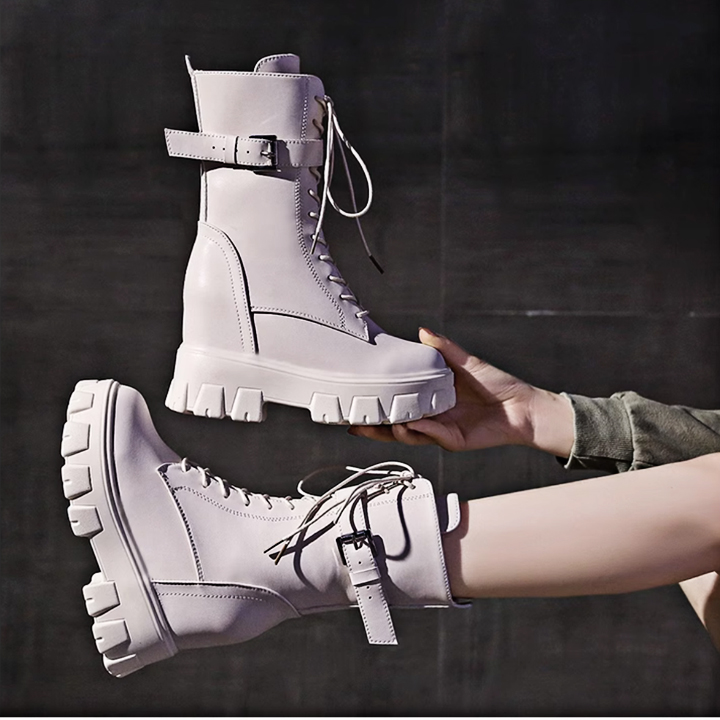 Boots Nữ Đế Xuồng 9cm cổ lửng PB590-4161