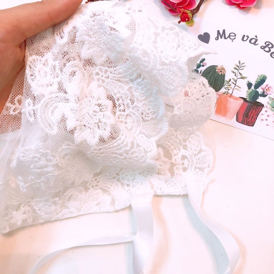Mũ tiểu thư ren cho bé (0-12m)