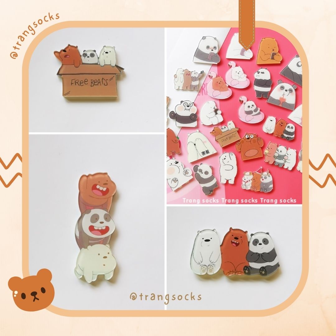 Ghim cài 3 chú gấu We Bare Bears