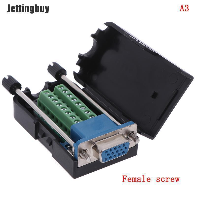 Jettingbuy D-SUB DB15 VGA Male 3 Rows 15 Pin Plug Breakout Terminals Connector