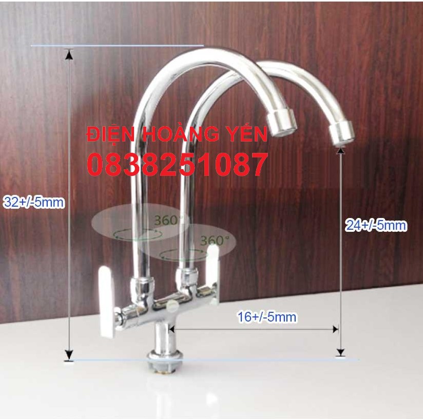 VÒI RỬA CHÉN LẠNH ĐÔI (BẠC) dùng nước lạnh chất liệu đồng thau