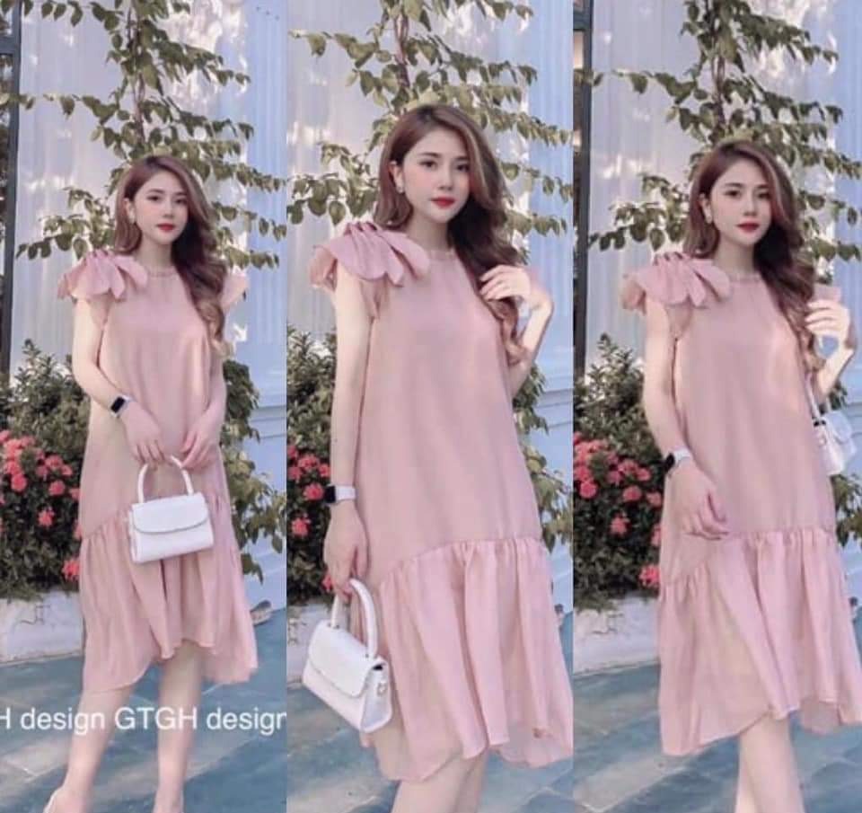 Váy bầu thời trang thiết kế M151 chất lụa hoa freesize từ 45 đến 70kg