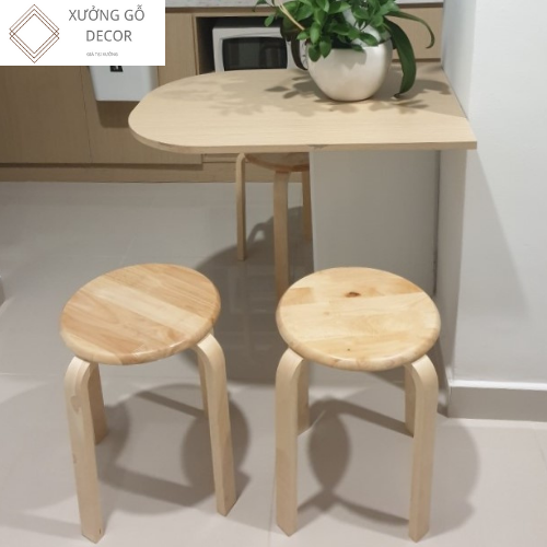 Ghế Đôn Gỗ Mặt Tròn 4 Chân Chắc Chắn
