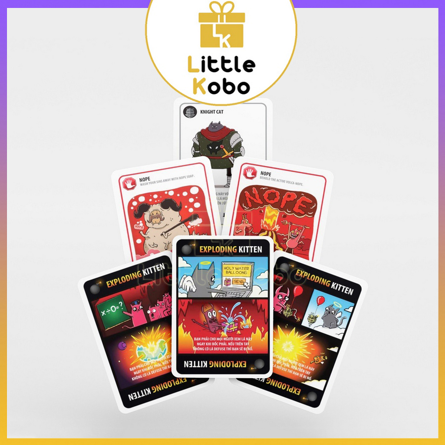 [Hộp Trắng Đỏ] Bài Mèo Nổ Good Vs Evil Exploding Kittens Boardgame 65 Lá Chất Giấy Dày Chống Nước Đồ Chơi Trẻ Em Trí Tuệ