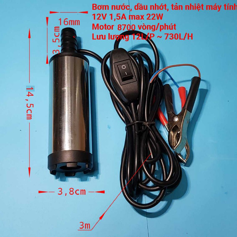 Bơm chìm hoả tiển 12V 19W 720lit/giờ