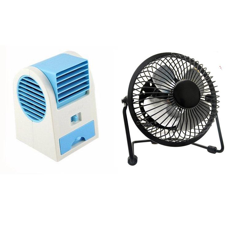 Bộ 2 Quạt điều hòa có khay đá một cửa + Quạt tmini lồng sắt