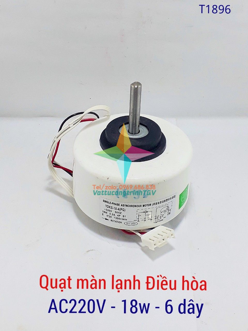 Motor quạt màn lạnh Điều hòa AC220V-18W-6 dây- trục 4cm
