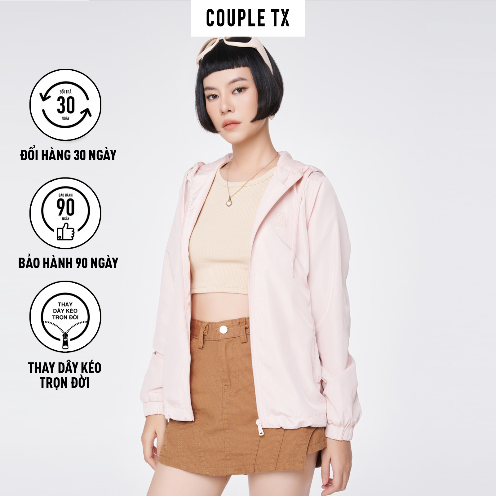 Áo Khoác Dù Nữ COUPLE TX - Áo Khoác Chống Nắng, Tránh Gió, Có Nón Basic WOP 2047/ WOP 2040