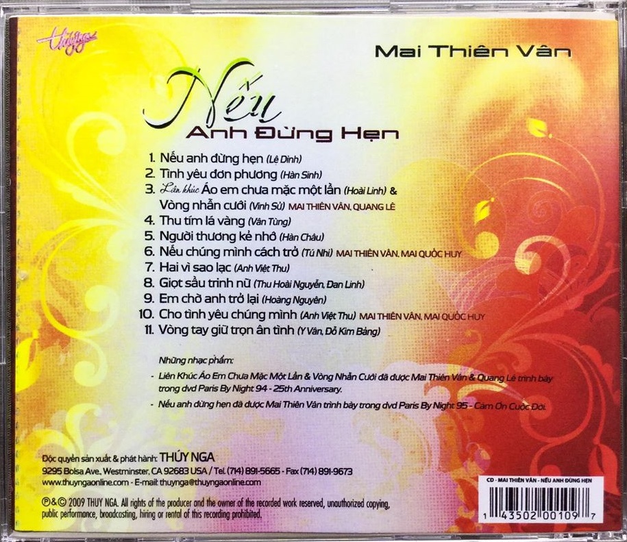 [MDCD] Bộ 3 Đĩa CD Mai Thiên Vân Chọn Lọc