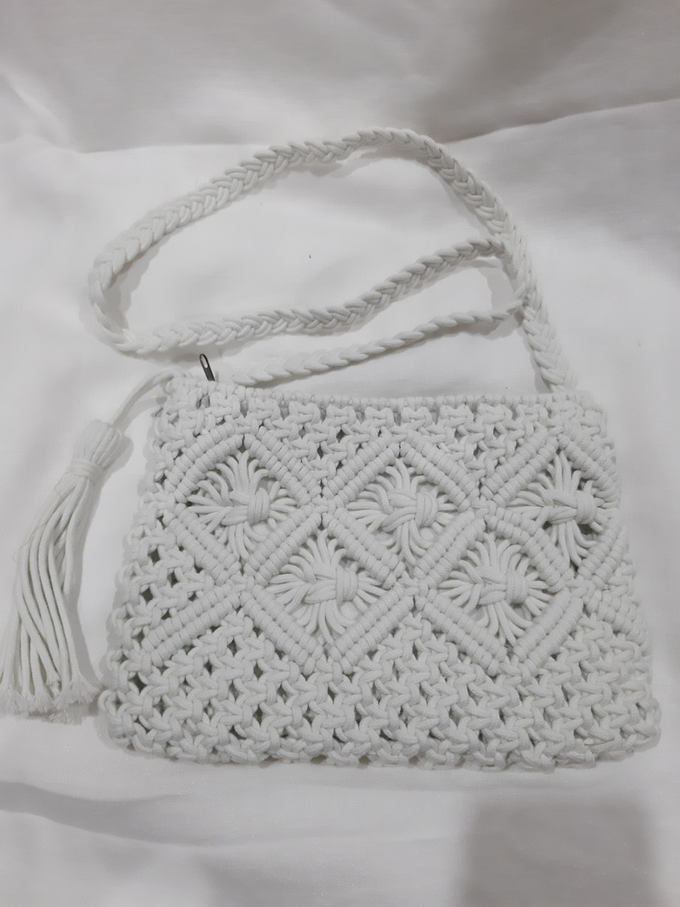 [Hàng Handmade] Túi Đeo Cho Nữ Phong Cách Vintage, Ví Len Macrame Có Dây Đeo Nhỏ Gọn Phù Hợp Với Đi Dự Tiệc, Ăn Cưới- Macrame Clutch with the cross strings