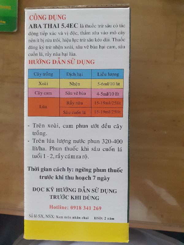 Th uốc Trừ Sâu Sinh Học Aba Thai 5.4Ec - Aba5.4Ec