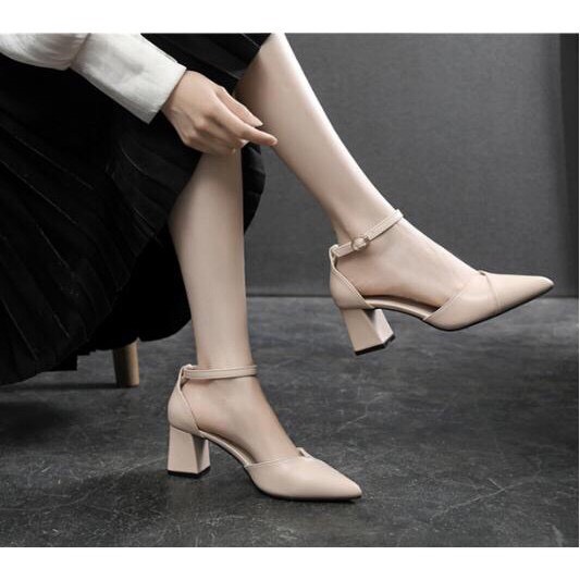 Giày Mũi Nhọn Hở Gót Cao 5cm mã LCC26