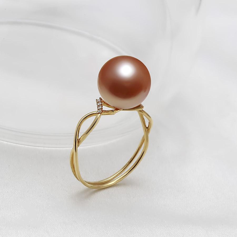 EROPI Nhẫn vàng 18k ngọc trai đính kim cương Joy