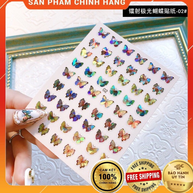 Stick bướm laze, stick bướm phản quang trang trí móng
