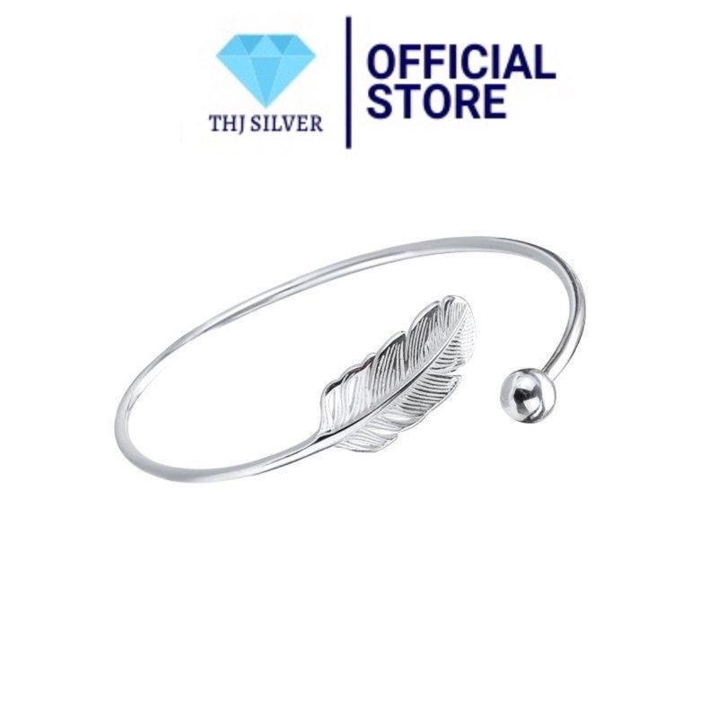Vòng tay lông vũ bạc ta nguyên chất - thj sliver