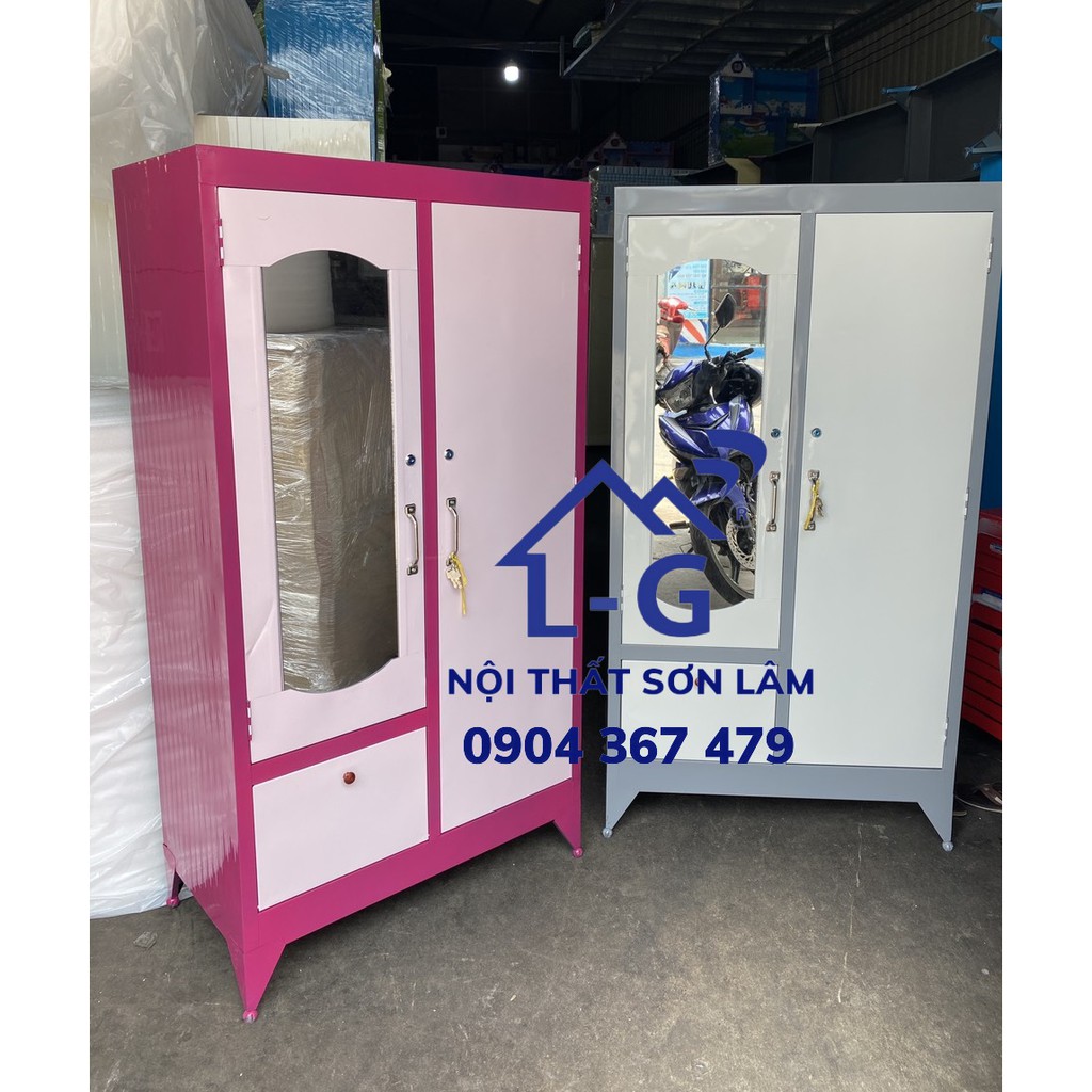 Tủ quần áo mini - Tủ sắt quần áo 1M4 sơn dầu giá rẻ