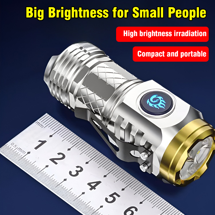 German Super Lighting Flashlight Mini Portable Thumb Light Waterproof Flashlight Ultra Long Life Flashlight Brightness Adjustable Flashlight Camping Flashlight迷你超强手电