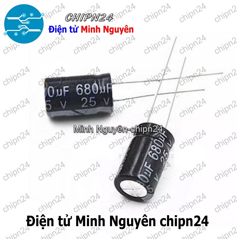 [5 con] (F257) Tụ hóa 680uF 25V Đen (10x17mm) - HH000693