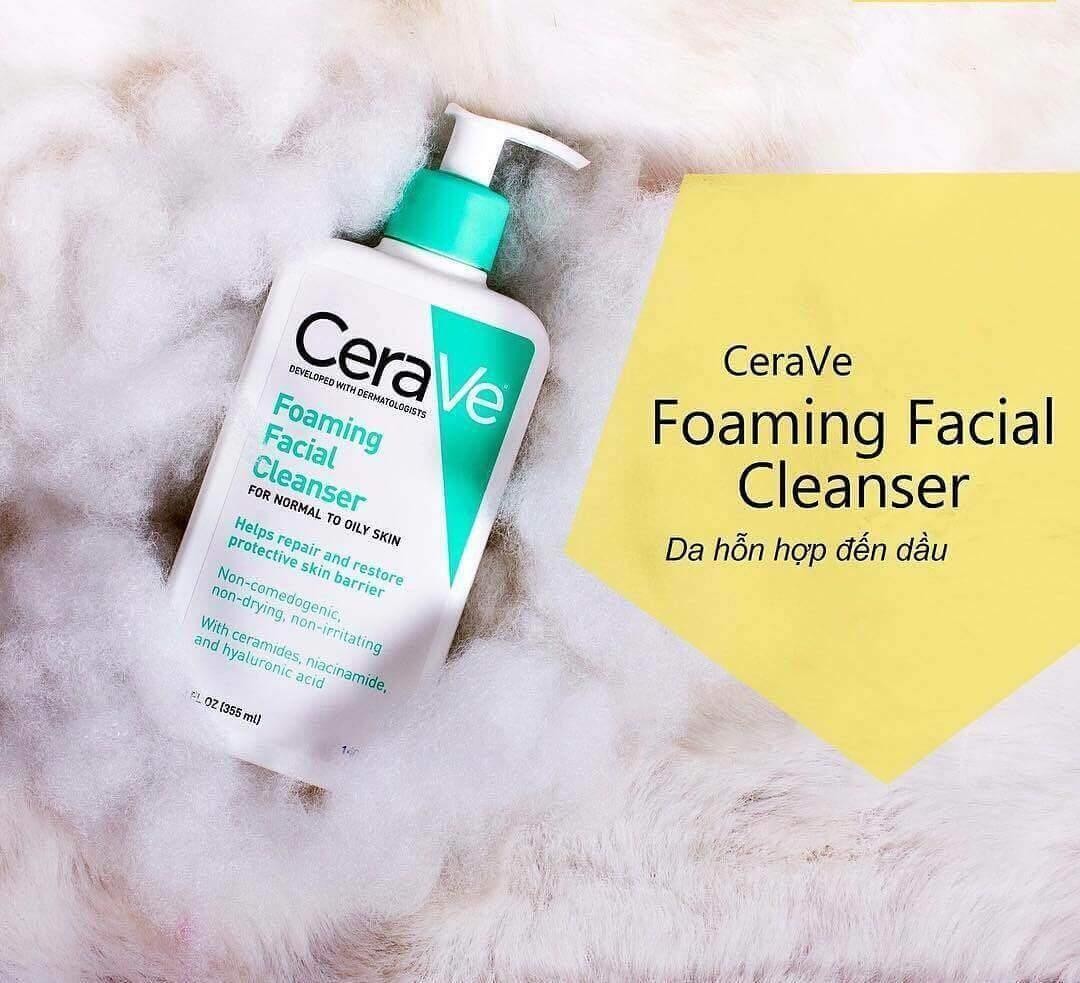 Sữa rửa mặt cerave foaming facial cleanser 355ml - da nhờn nhập khẩu - 2891