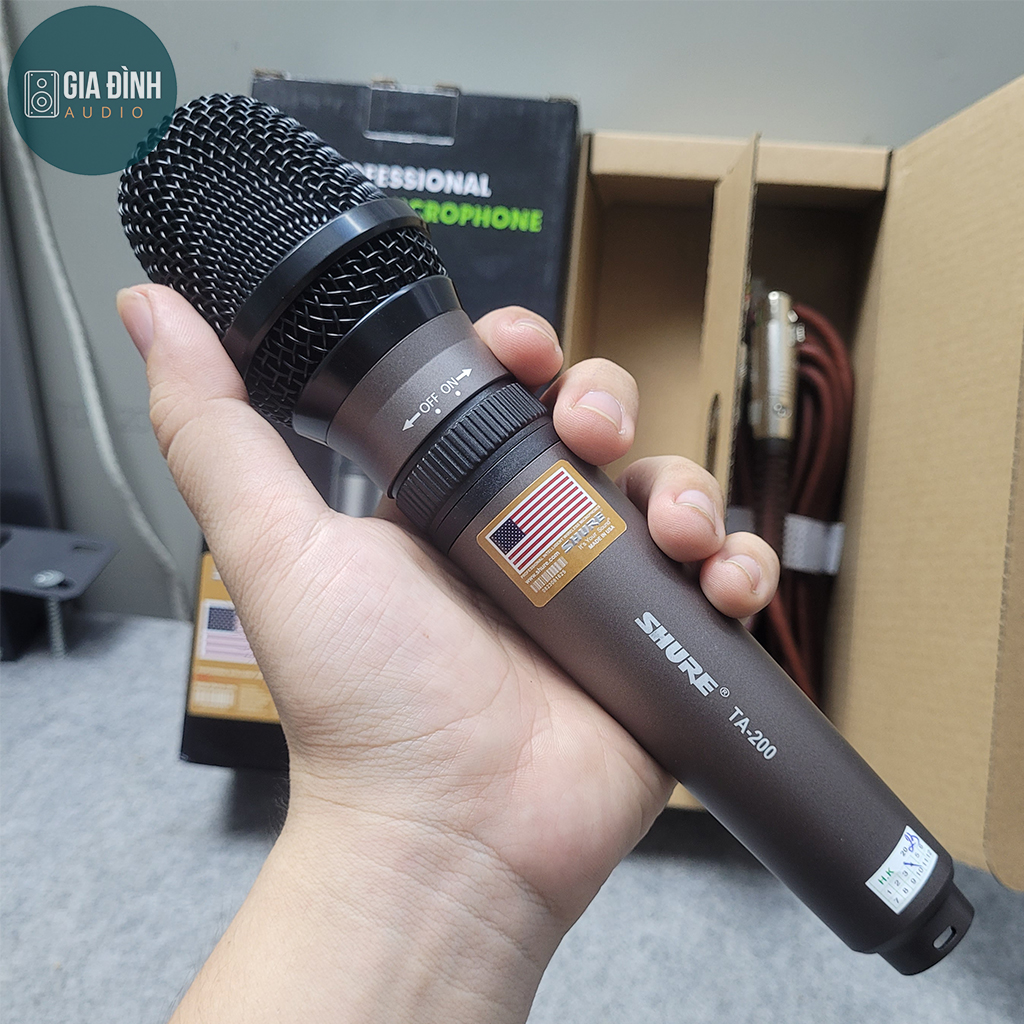 Micro karaoke có dây shure ta200 xịn - nhạy, giảm hú, chống nhiễu tốt - dây dài 5m