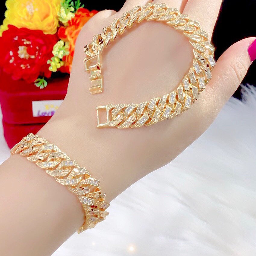 Lắc tay nữ kiểu chạm mạ vàng 18k cao cấp mẫu mới về