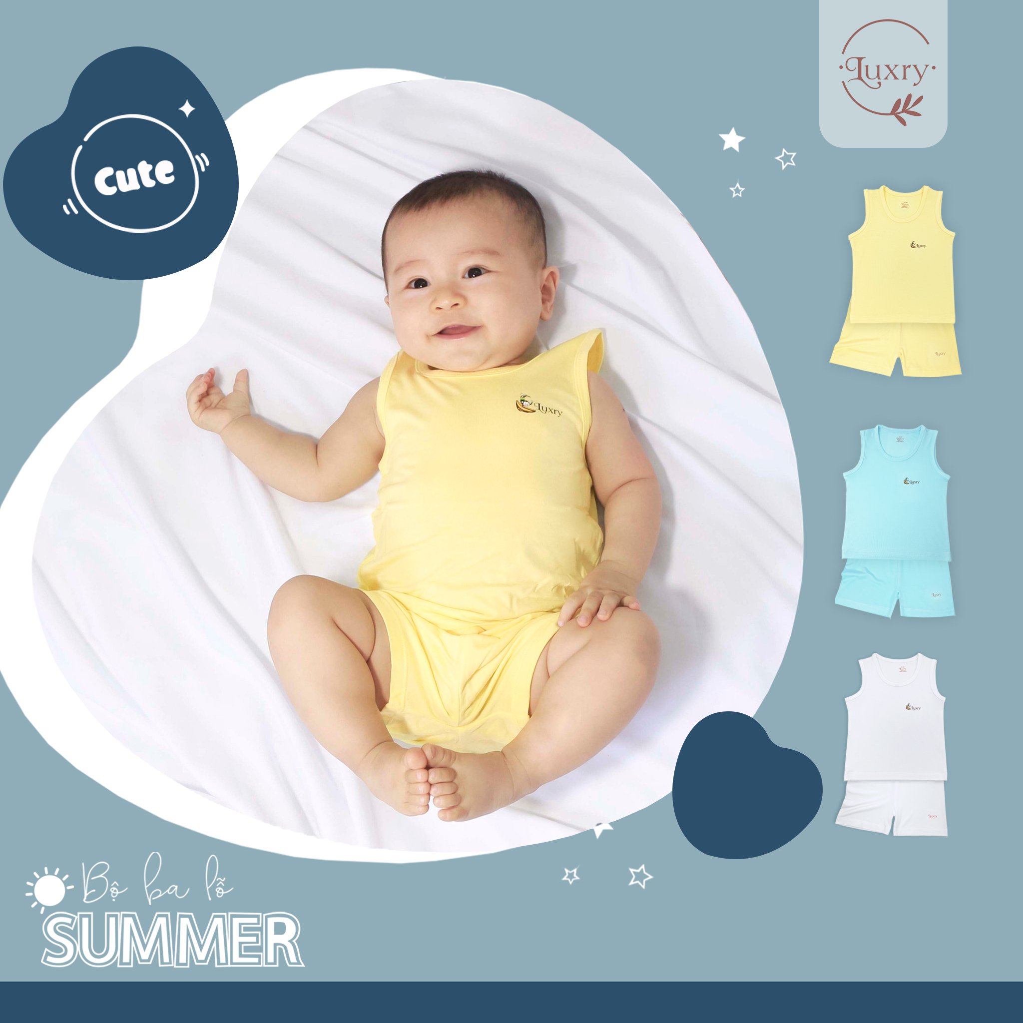 Bộ quần áo ba lỗ Basic Luxry cho bé