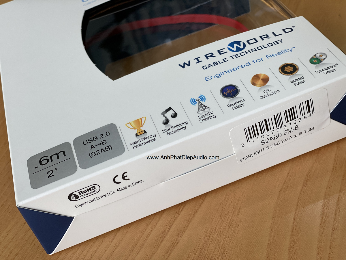 Dây usb WIREWORLD Starlight 8 USB 2.0 A to B Audio Cables