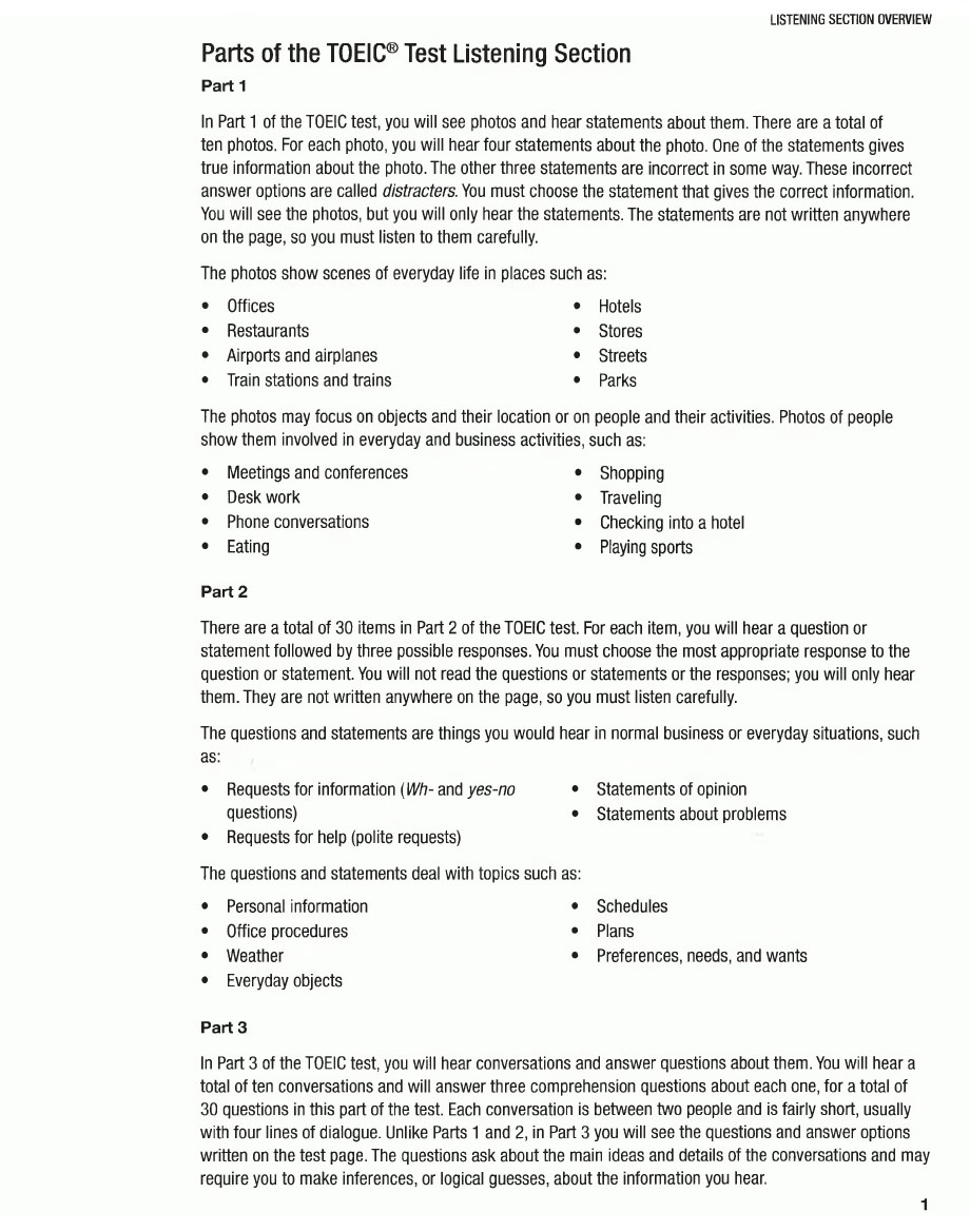 Skills for the TOEIC Test Listening and Reading (Sách đen trắng)