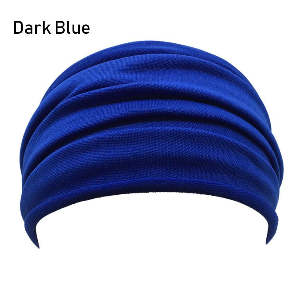 1PC New Solid Color Women Wide Sports Fold Yoga Nonslip Headband Stretch Hairband Elastic Running Turban Running Headwrap Hair Band Accessories