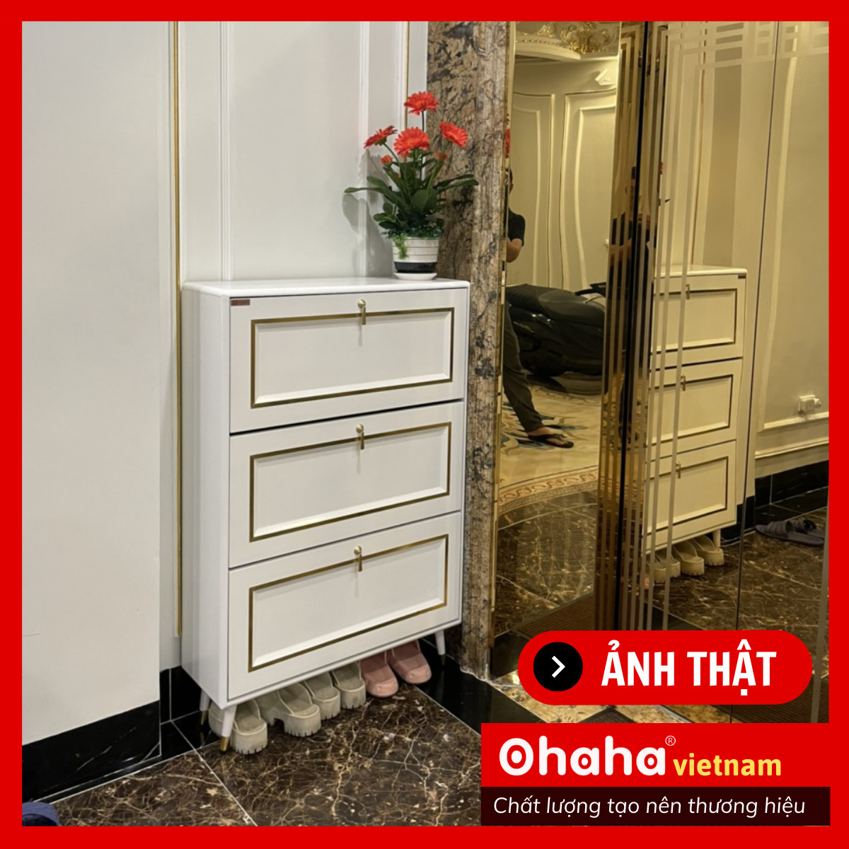 [ Freeship HCM]  [ Kèm ảnh thực tế ] Tủ giày thông minh siêu mỏng cao cấp Ohaha - TGCC021