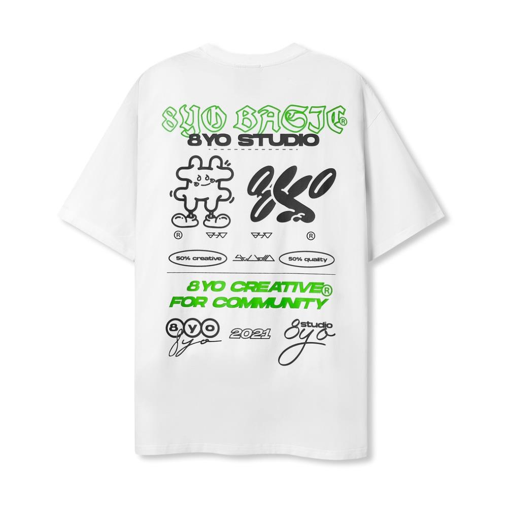Áo thun tay lỡ 8yo phông unisex nam nữ premium cotton oversize form rộng creative tee ! luck