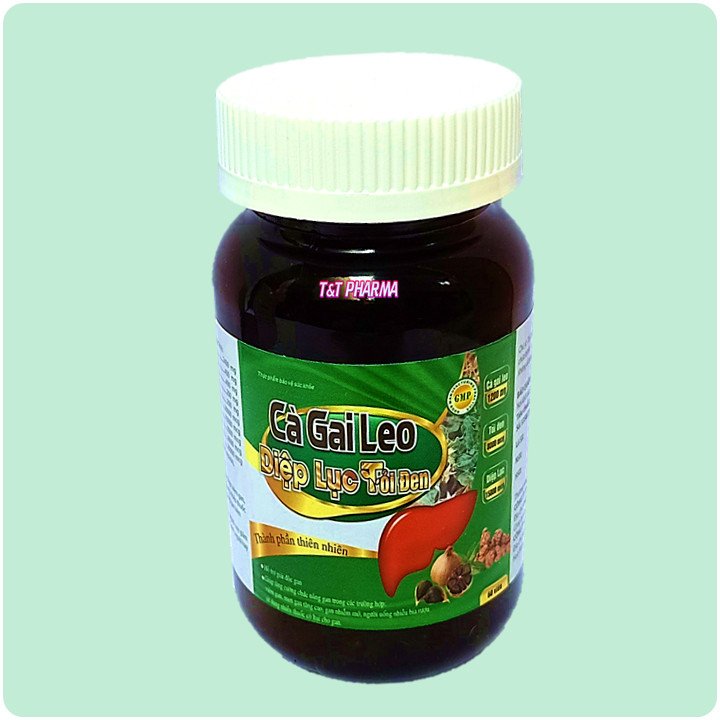 Viên Uống Bổ gan Cà Gai Leo Diệp Lục  Tỏi Đen Với Thành Phần Cà Gai Leo 2400mg, Diệp Lục 15000mcg, Giúp Giải Độc Gan, Hạ Men Gan