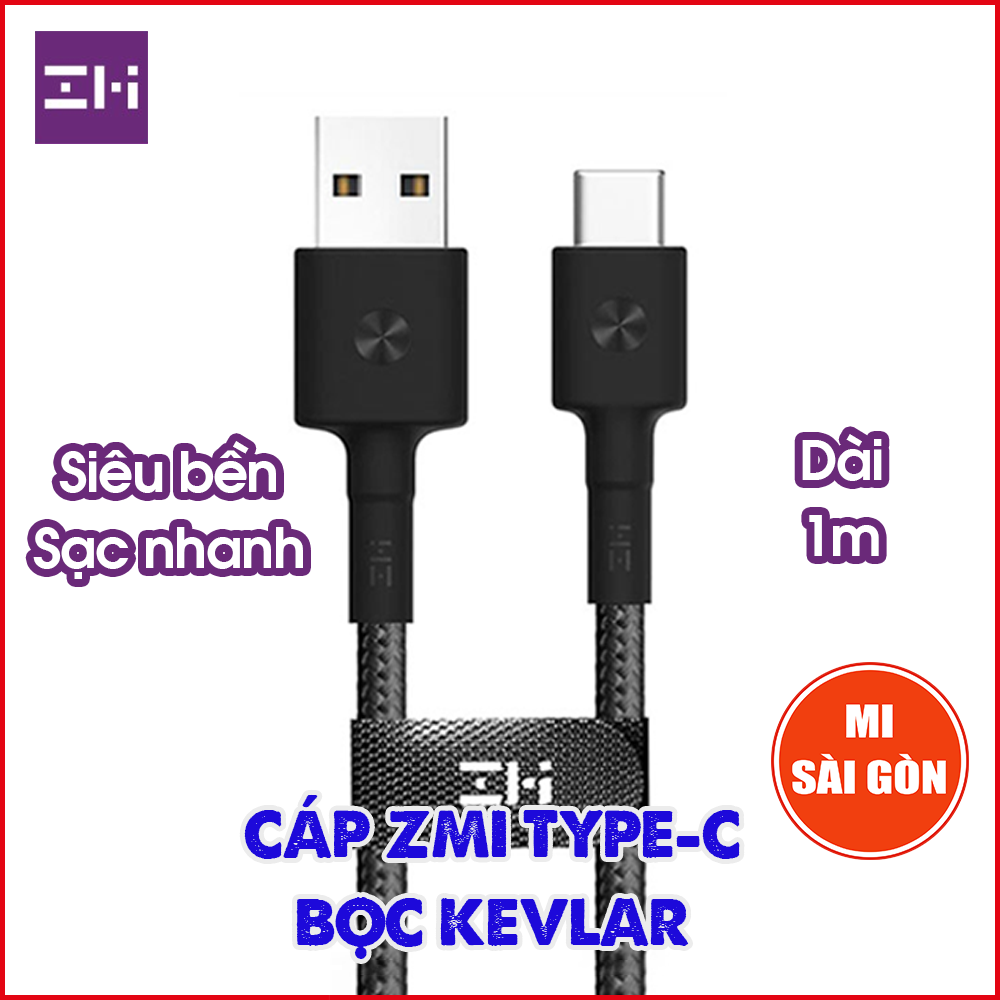 [HỎA TỐC 2H] Cáp Type C bọc sợi Kevlar ZMI AL401 (dài 1m - sợi bọc màu Đen)