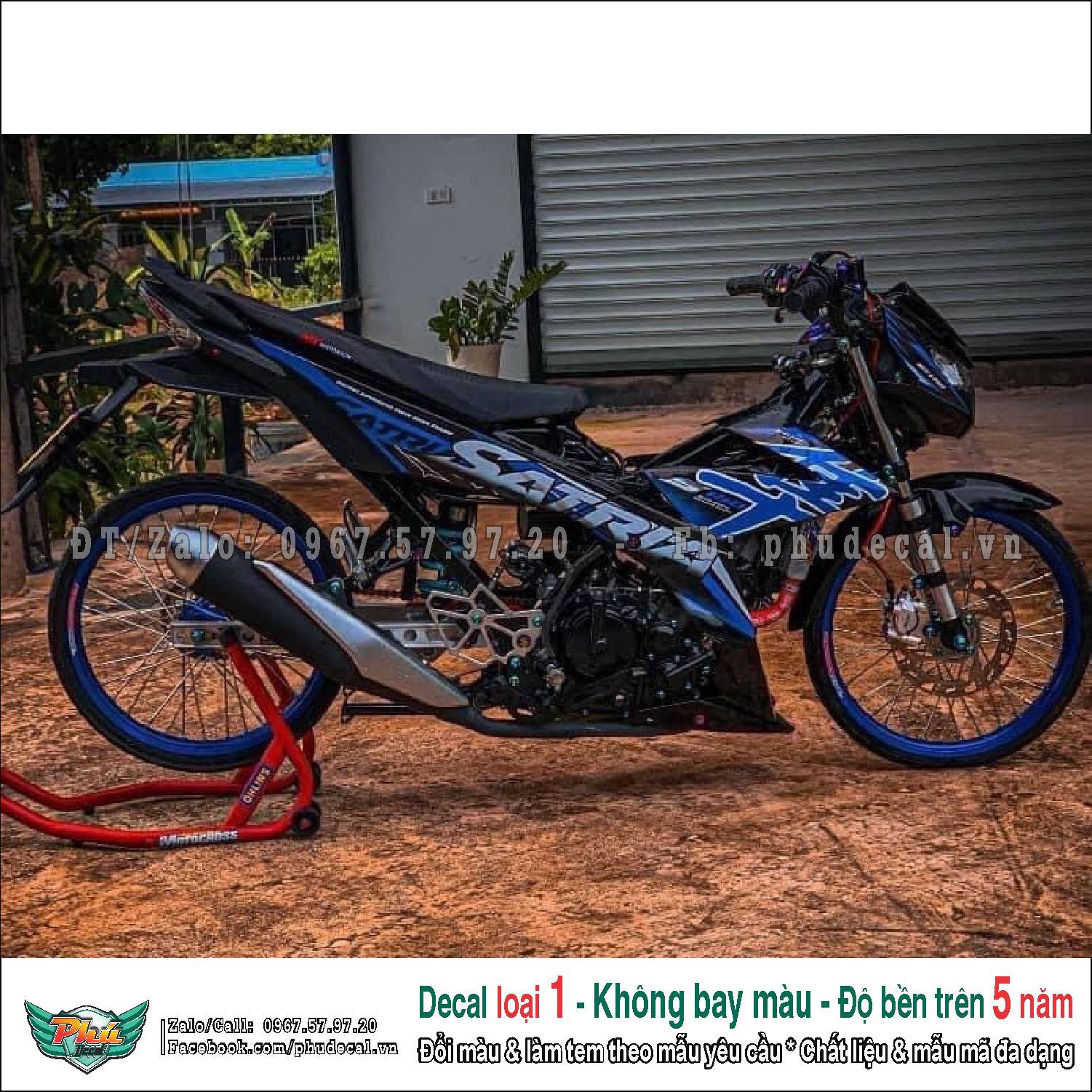 Tem rời Satria Hayabusa xanh đen