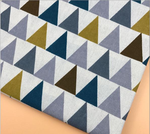 Vải bố, vải canvas mẫu tam giác vàng xanh xám
