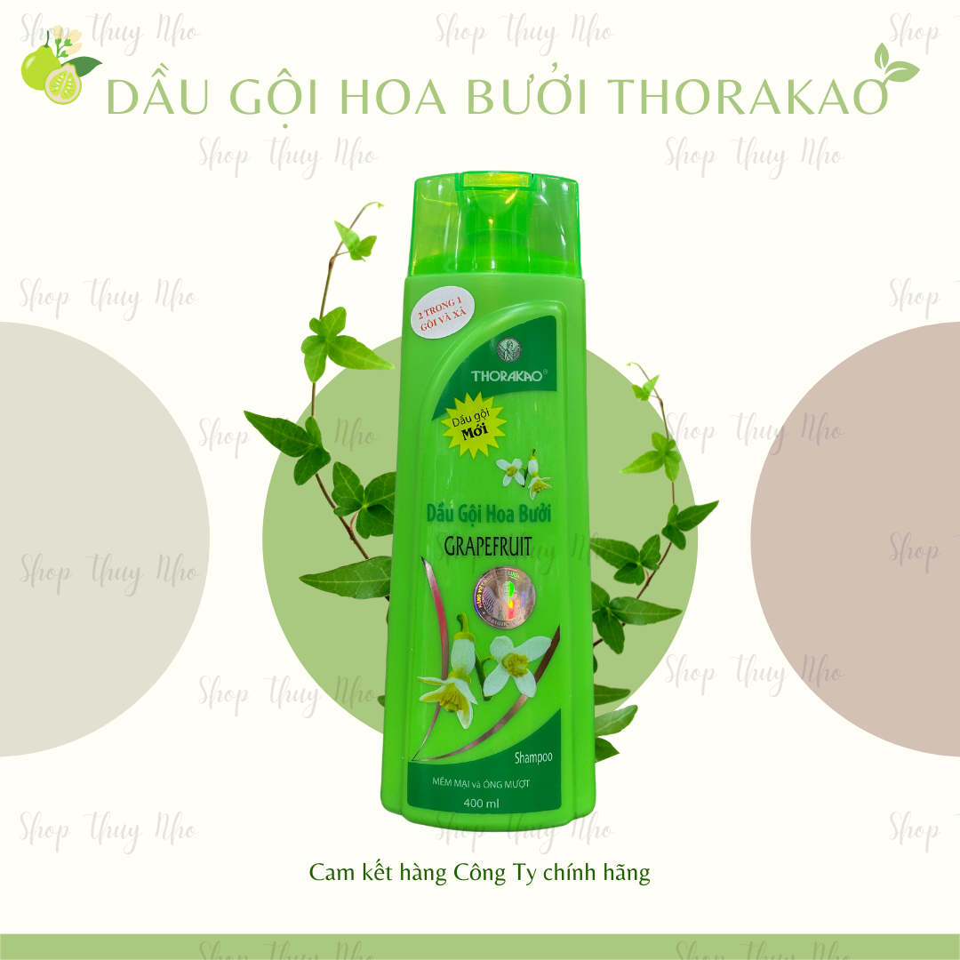 [HÀNG CHÍNH HÃNG] Dầu gội đầu thiên nhiên Hoa bưởi giảm gãy rụng và suôn mềm tóc Thorakao - 400ml